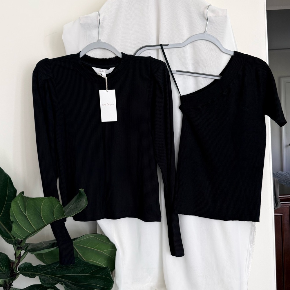 NWT Joie Black Long Sleeve and One Shoulder Top Size Small